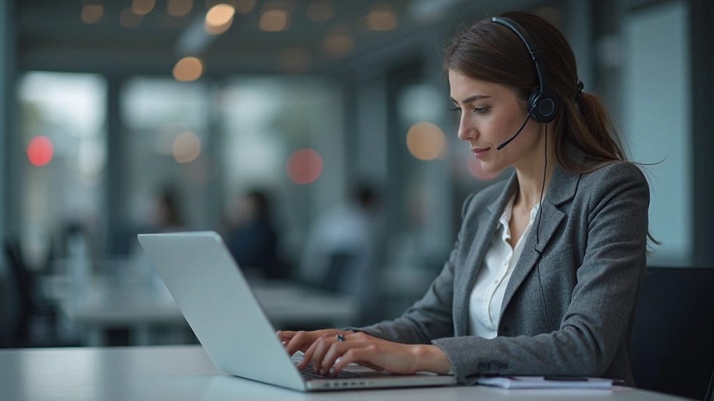 Аналитик данных анализирует метрики качества обслуживания на мониторе